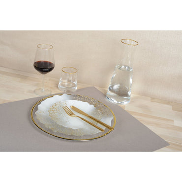 32cm white and golden flat plate - CozyVibe.eu