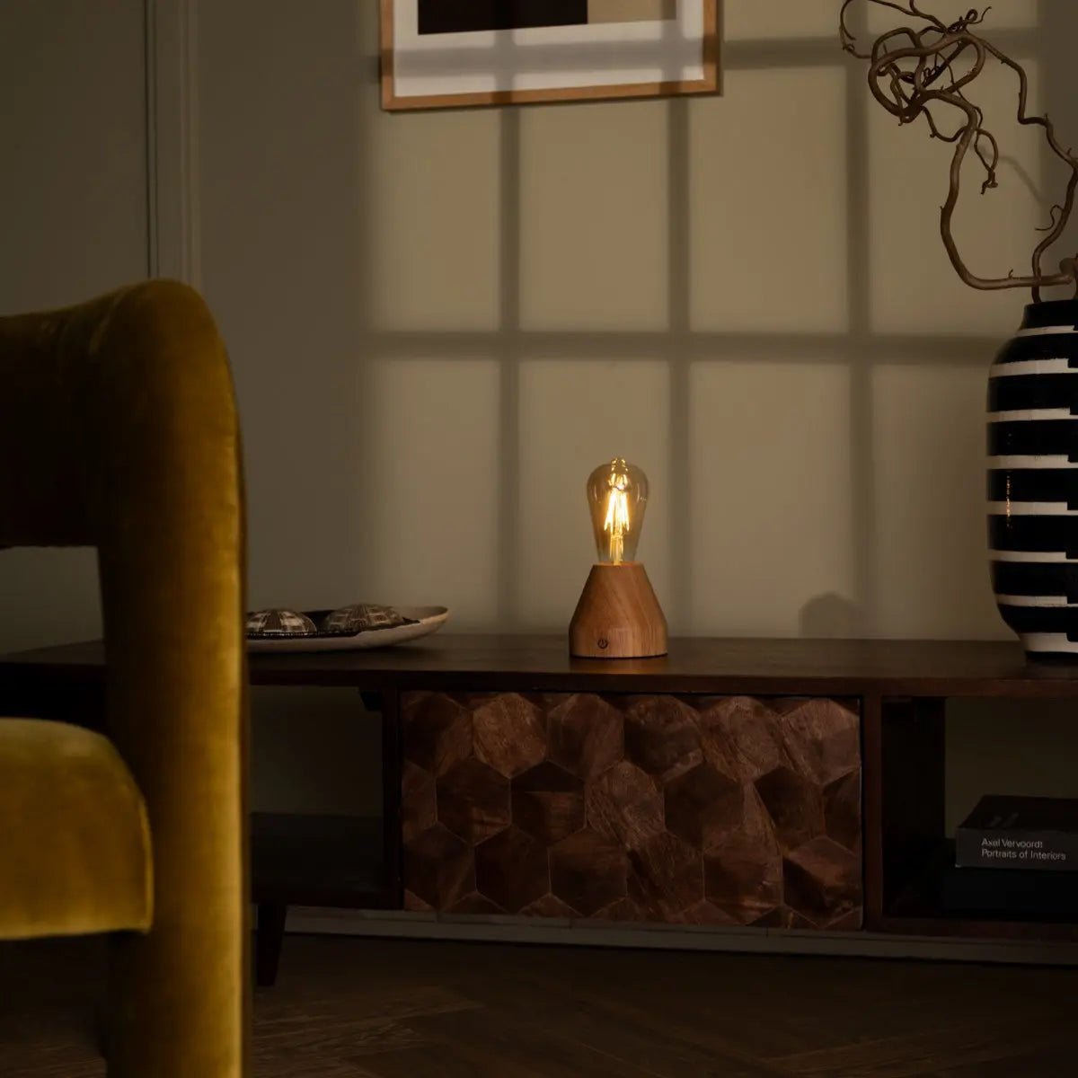 Zavi Light Brown Rechargeable Table Lamp