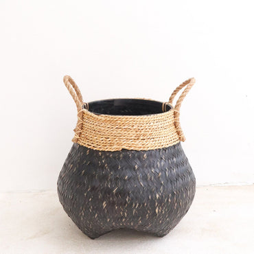 BENOA black bamboo and seagrass basket for home décor by CozyVibe