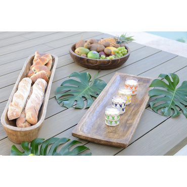 Decorative rectangular wooden tray, stylish tableware and home decor | CozyVibe