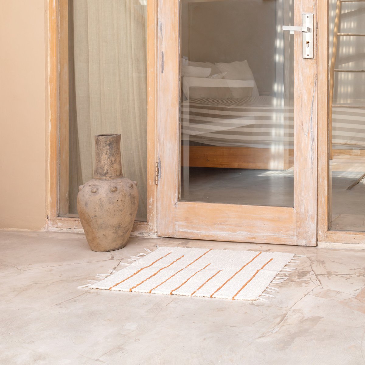 Boho-style cotton rug for living room décor by CozyVibe