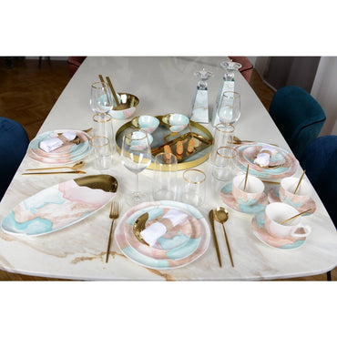 Oval Tricolor Porcelain Serving Platter – Stylish Appetizer Dish - CozyVibe.eu