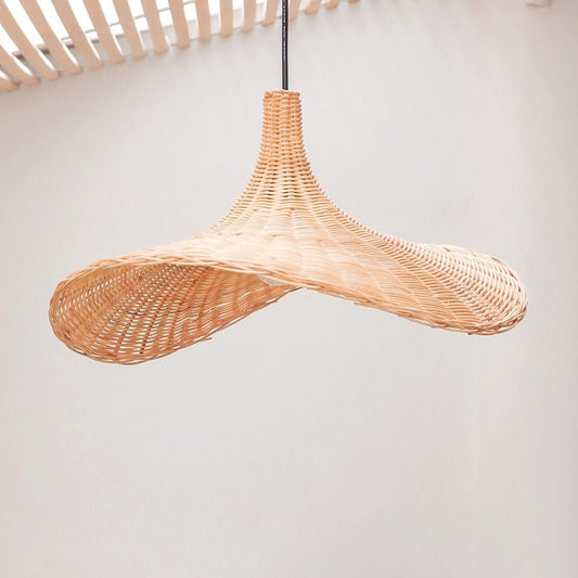 Rattan Lamp | Natural Lampshade SAYAN Funnel Shaped Pendant Lamp Made of Natural Fibres (2 sizes) - CozyVibe.eu