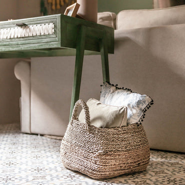 MAJALENGKA seagrass and banana fibre basket for home décor by CozyVibe