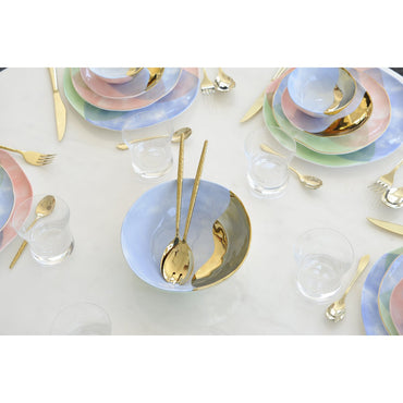 Tricolor Porcelain Bowl – Elegant Multicolor Serving Dish - CozyVibe.eu