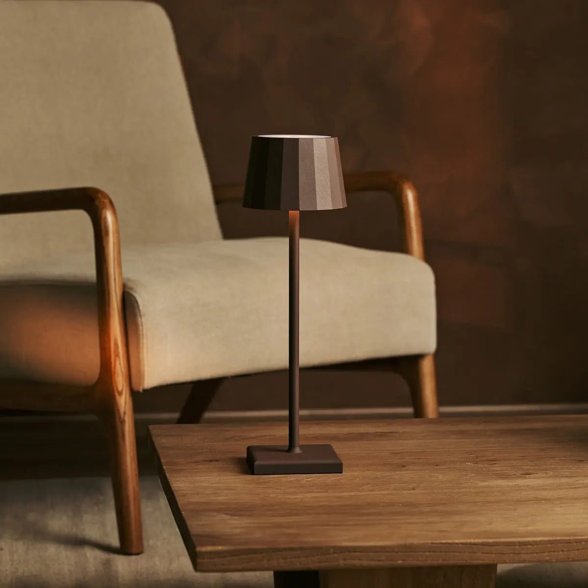 William Mocha Brown Rechargeable Table Lamp