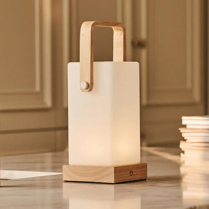 Harper Light Brown Rechargeable Wooden Table Lamp