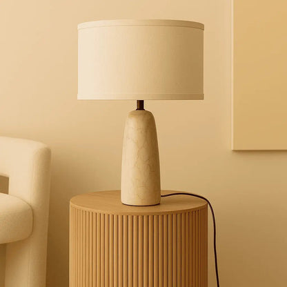 Charlotte Marble Table Lamp with Cotton Shade
