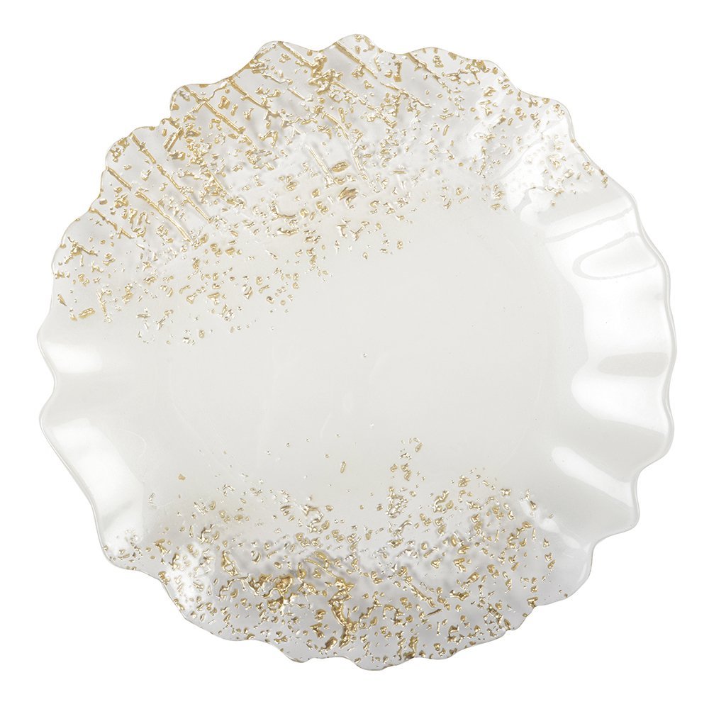 32cm white and golden flat plate - CozyVibe.eu