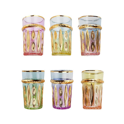 6 - colored oriental tea cups - Lot of 6 - CozyVibe.eu