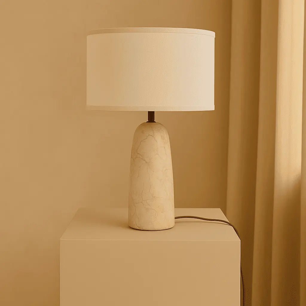 Charlotte Marble Table Lamp with Cotton Shade