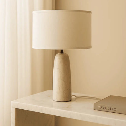 Charlotte Marble Table Lamp with Cotton Shade