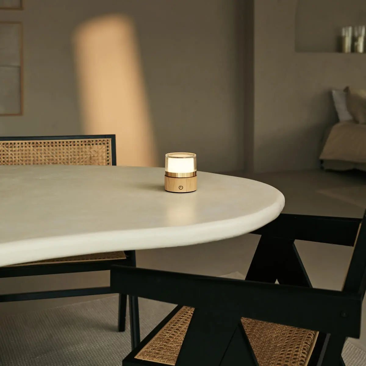 Leo Light Brown Mini Rechargeable Table Lamp