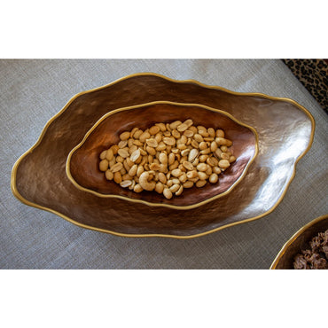 Large brown glass oval dish for appetizers desserts and snacks