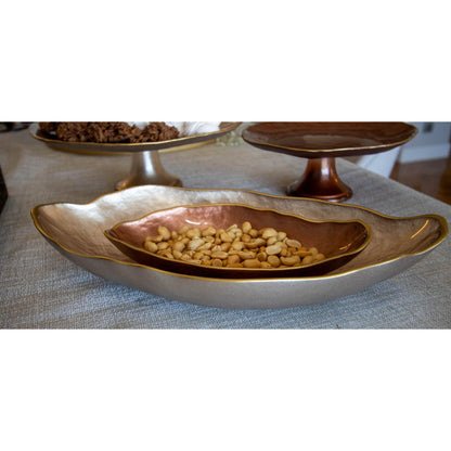 Modern dining table brown glass oval serving dish presentation