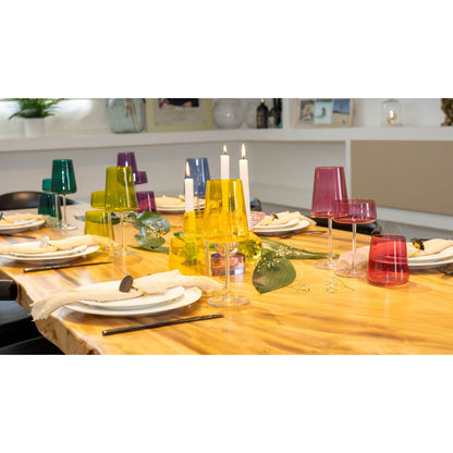 Colored water glass set for family meals and gatherings