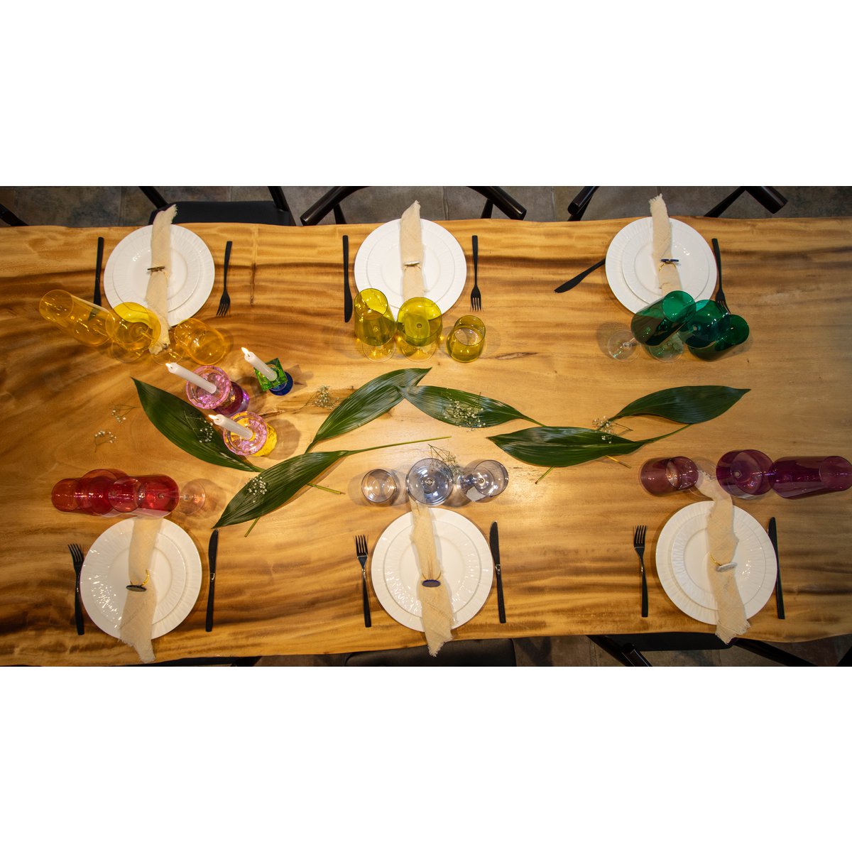 Colored wine glasses set ideal for home wine tasting