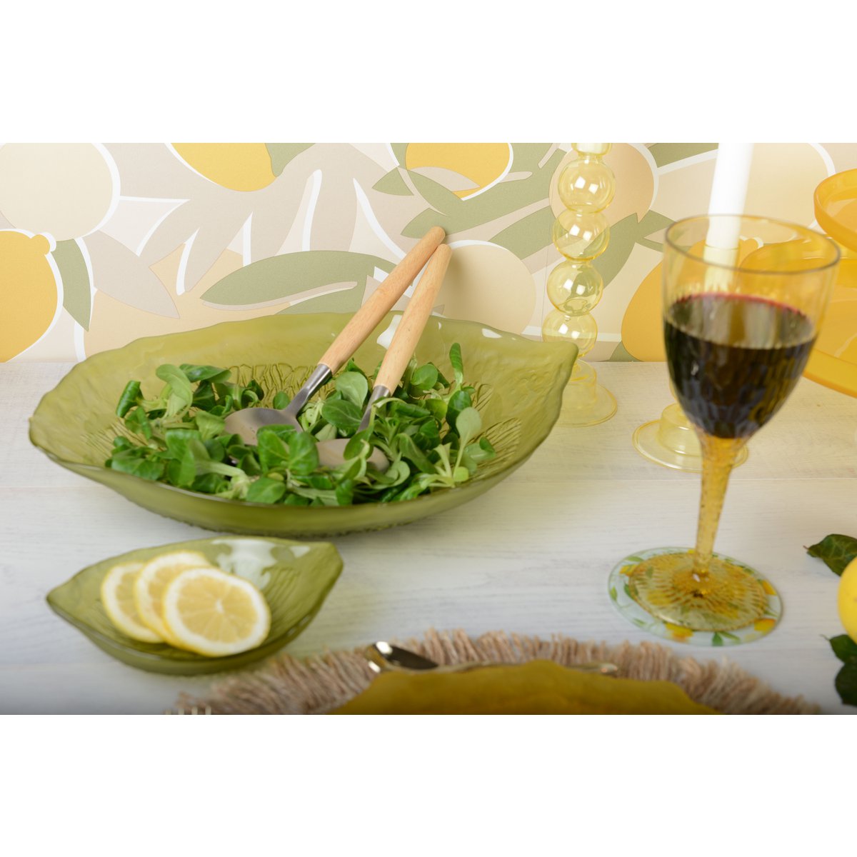 Lemon Zest Green Glass Bowl – Artistic green bowl for table decor