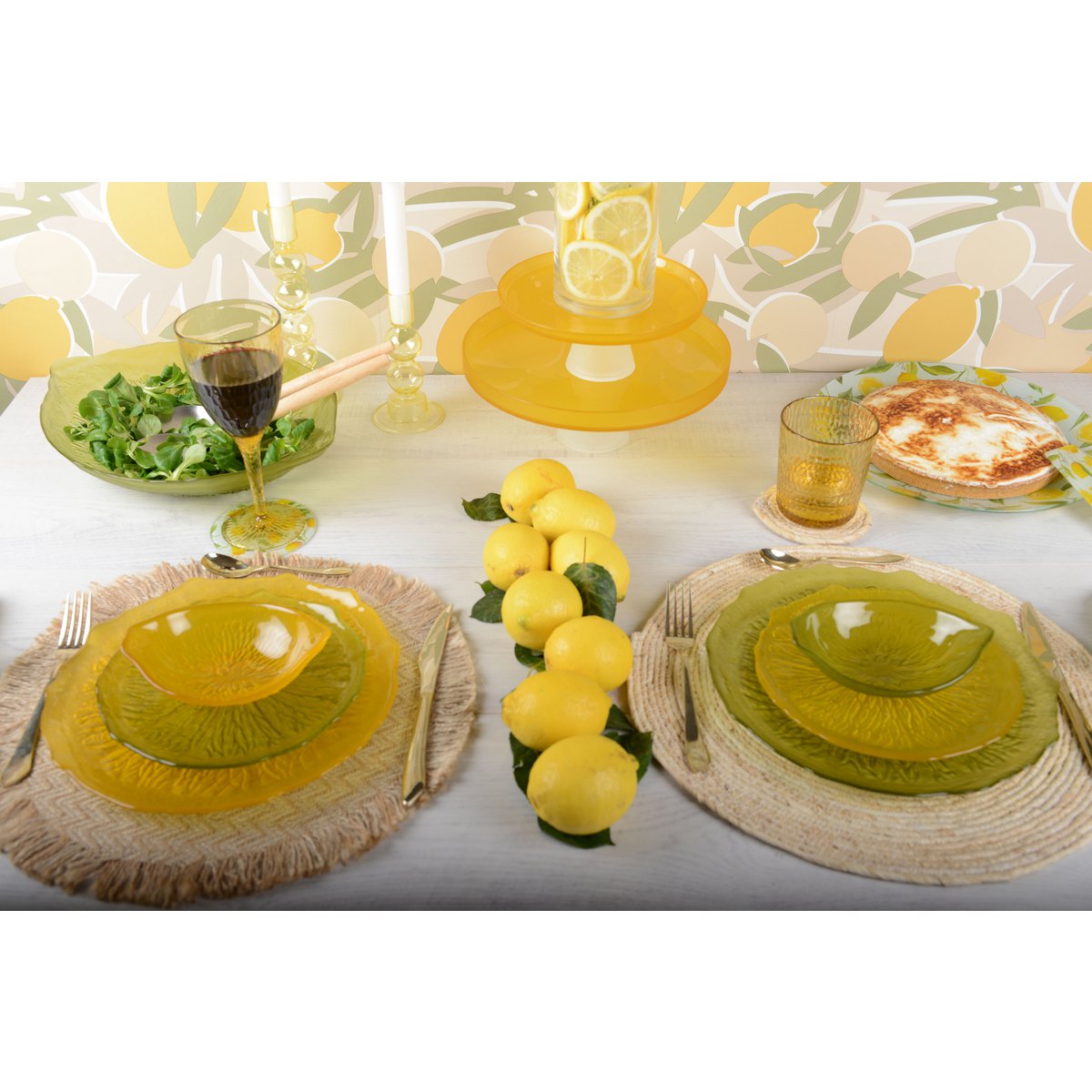 Lemon Zest groen glazen bord – 28 cm