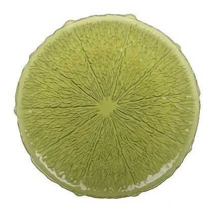 Lemon Zest Green Glass Flat Plate – cosy vibes