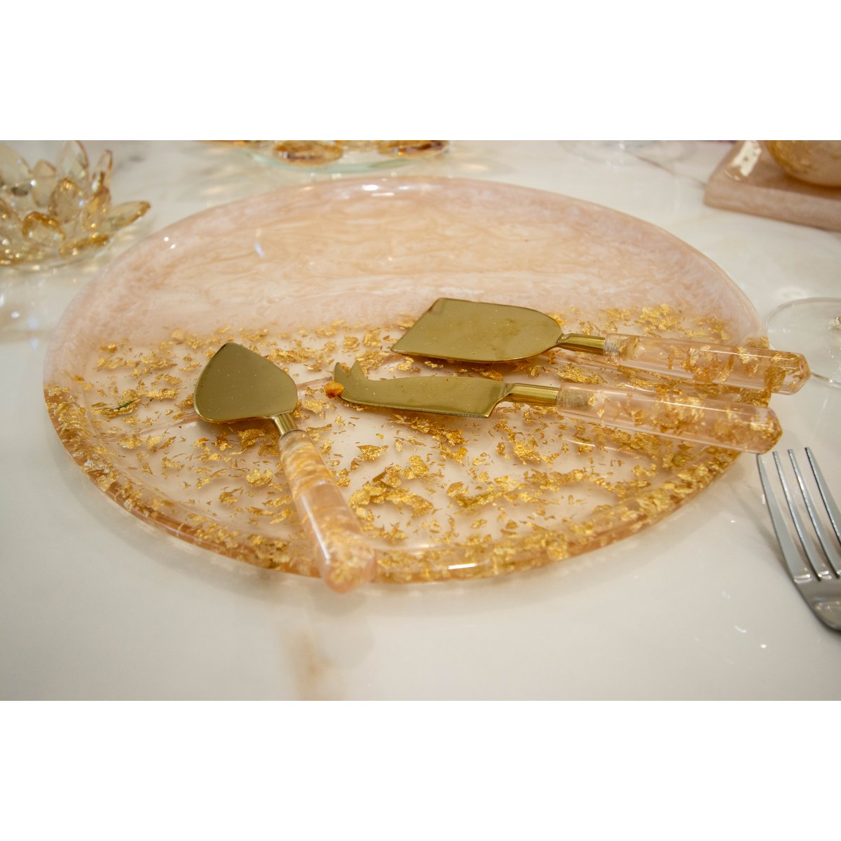 Round Glitter Resin Tray resin glamorous home decor