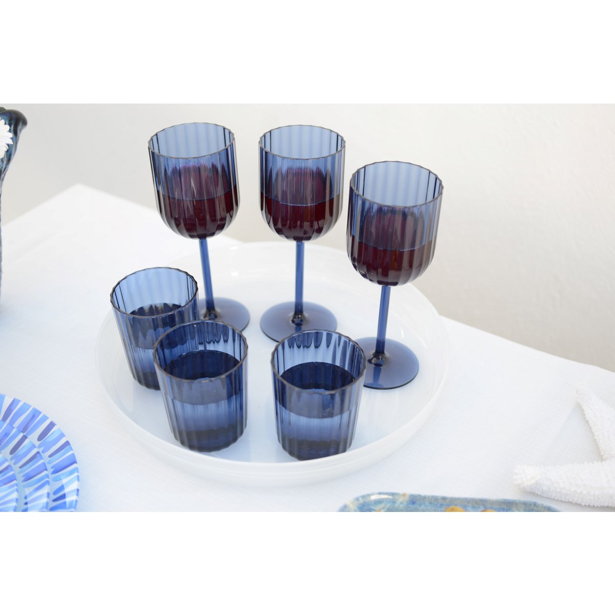 Acrylic blue wine glasses - Lot of 6 - CozyVibe.eu
