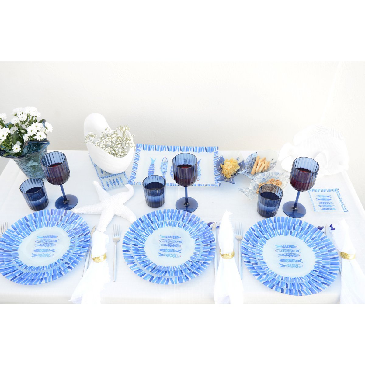 Acrylic blue wine glasses - Lot of 6 - CozyVibe.eu