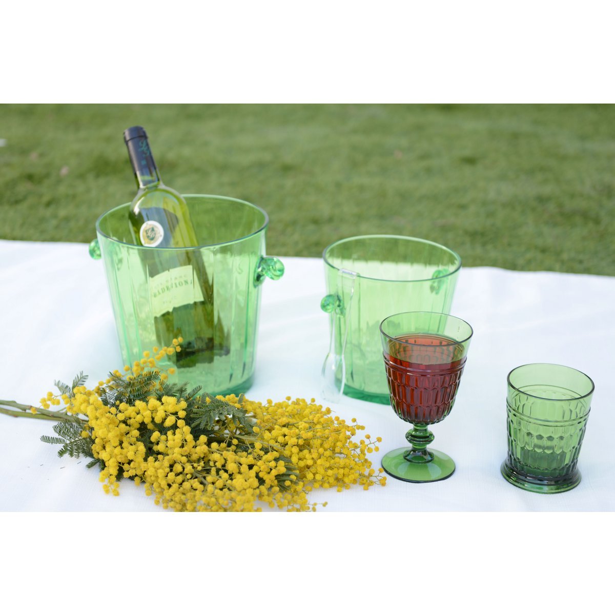 Acrylic green wine glasses - Lot of 6 - CozyVibe.eu