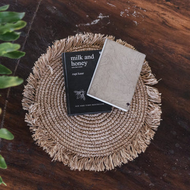 AMBON handmade raffia table placemats, round 45 cm set