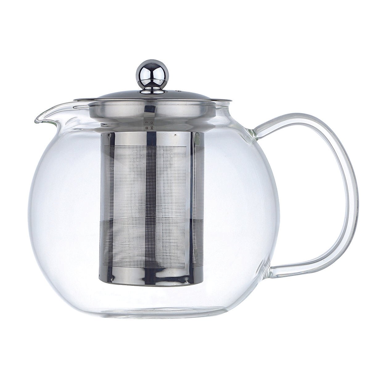 Glass ball teapot 1L with stainless steel filter, stylish tableware and home decor | CozyVibe
