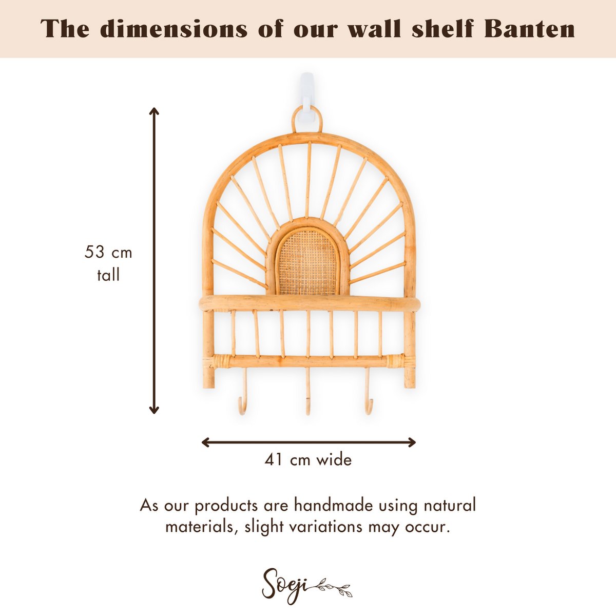 BANTEN Boho Rattan Wall Shelf Decorative Storage Accent | CozyVibes

