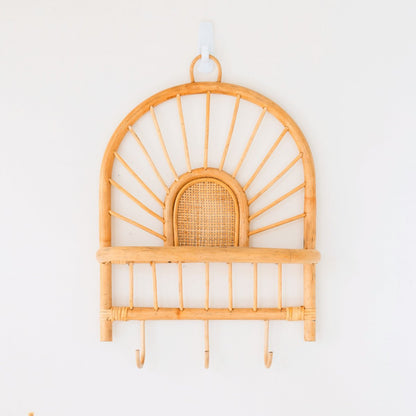 BANTEN Rattan Wall Shelf – Small Handmade Boho Shelf - CozyVibe.eu