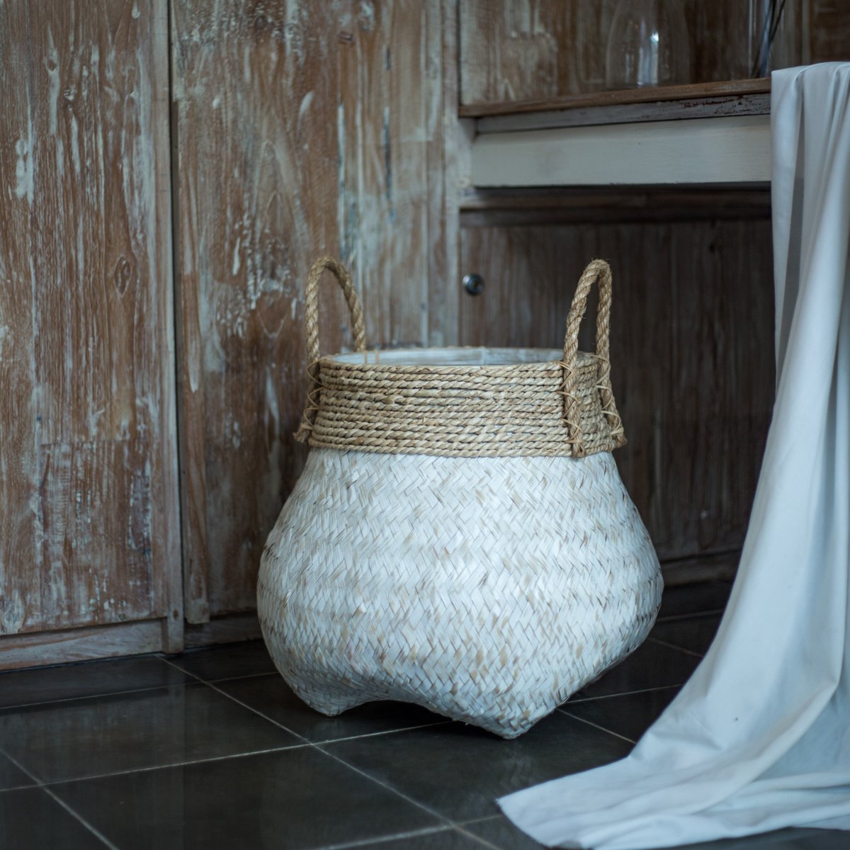 CozyVibe boho bamboo basket for living room décor


