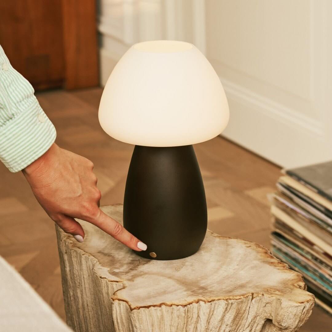 Dark brown bear-shaped rechargeable lamp with long battery life