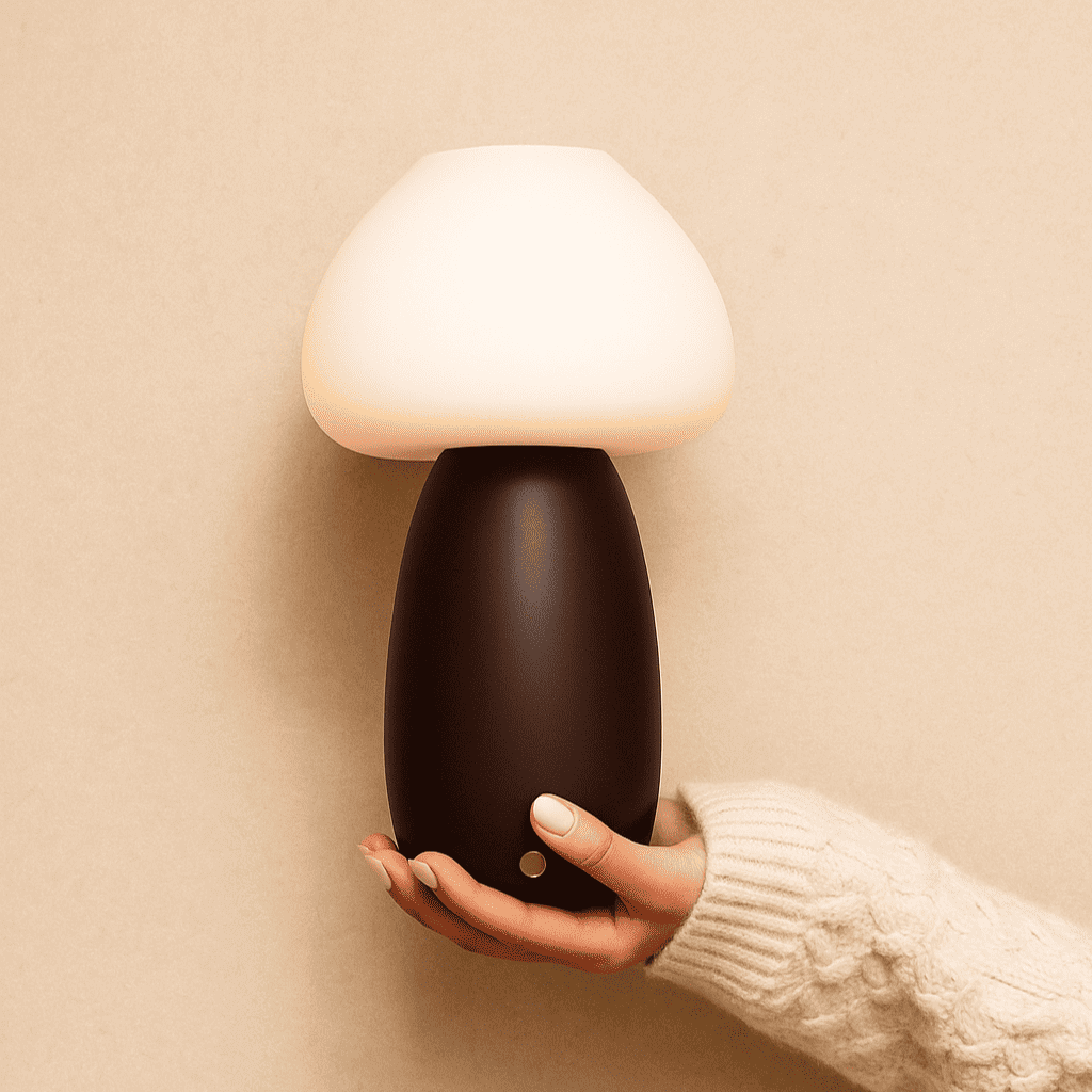 LED bear night light in dark brown, USB charging, portable