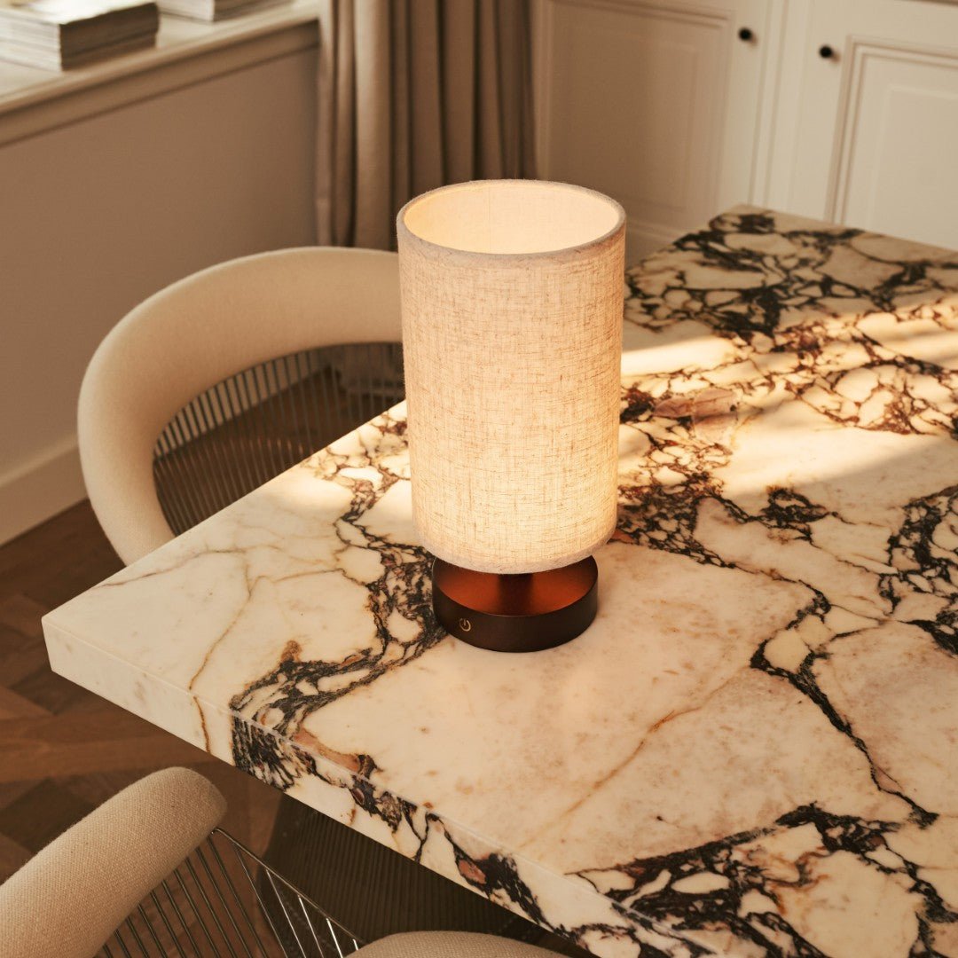 Wooden Ben table lamp with rechargeable battery and dimmable design