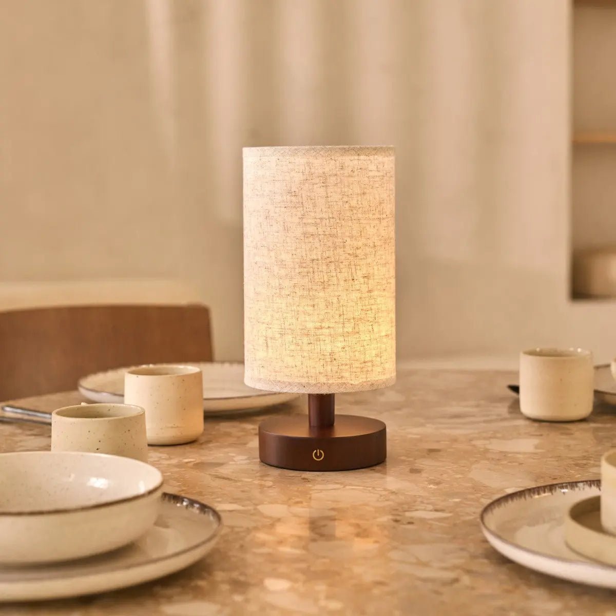 Ben lamp by CozyVibe, modern wooden table light with dimmer and rechargeable battery
