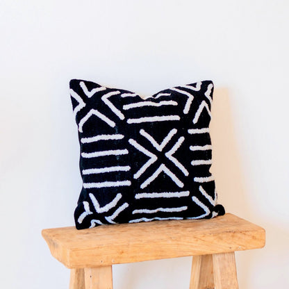 BIMA Black Cotton Cushion Cover – Handmade Boho Embroidered Pillow - CozyVibe.eu