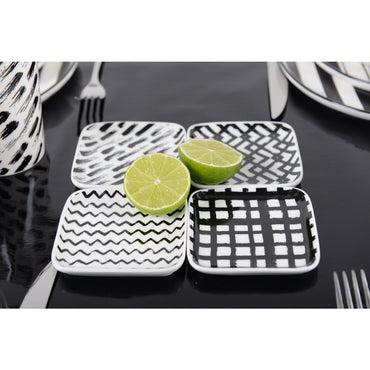 Black and white plates 9.5cm - Lot of 4 - CozyVibe.eu