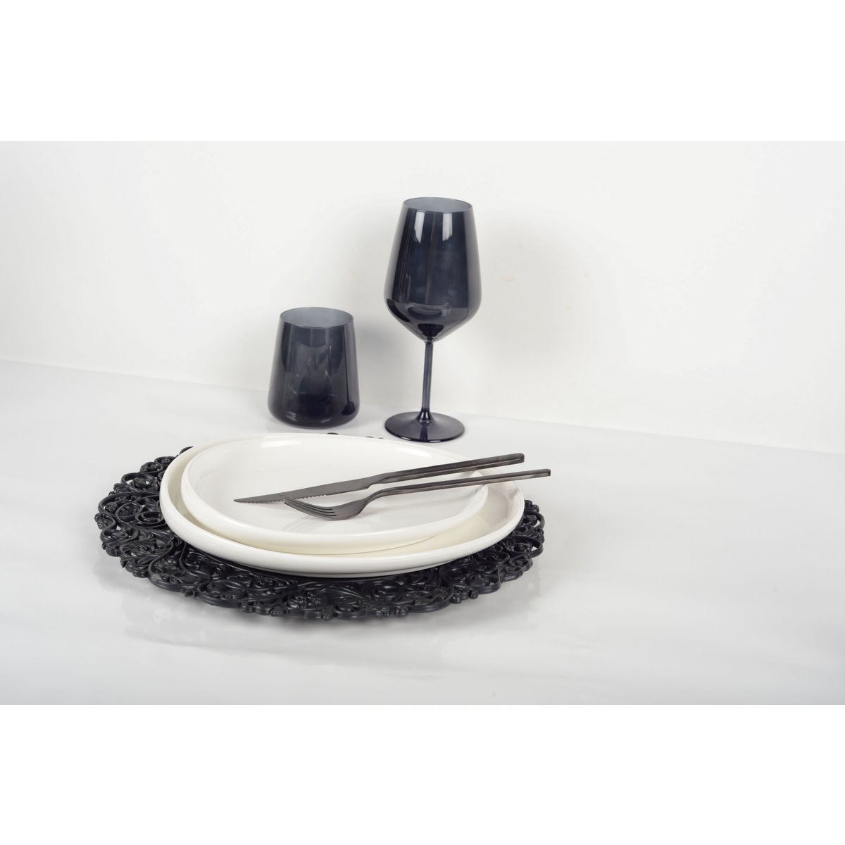 Black water glasses - Lot of 6 cups - CozyVibe.eu