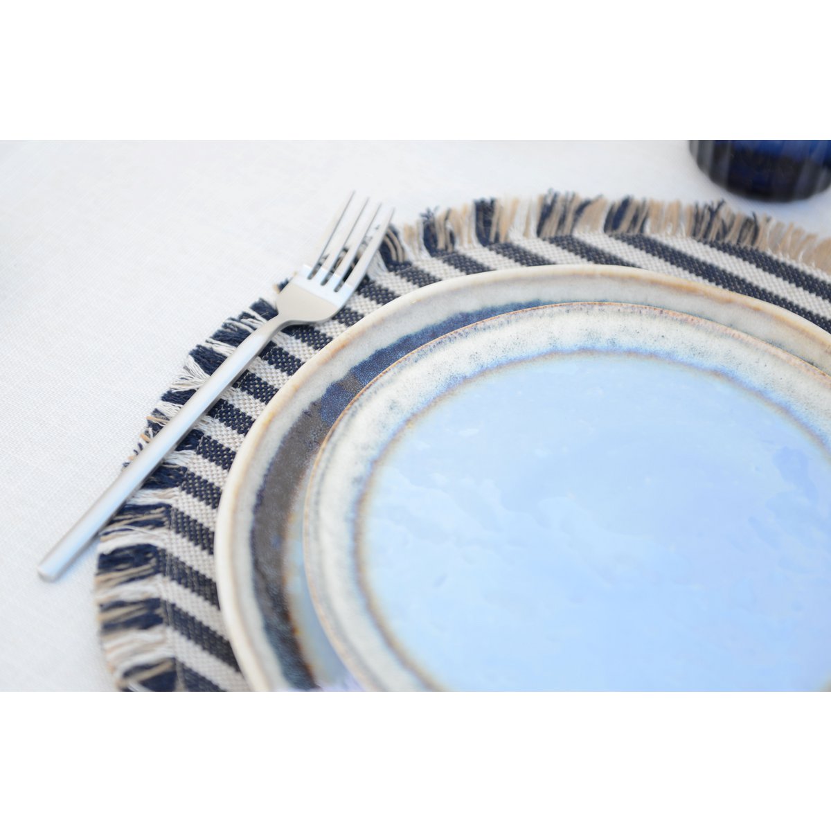 Blauw porseleinen dessertbord – Rond, 21,5 cm