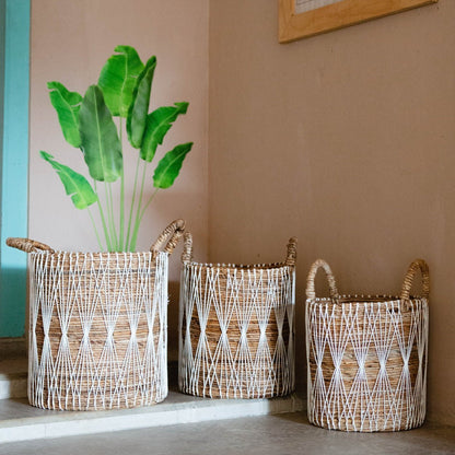 Boho Laundry Basket | Plant Basket | Storage Basket MANDURO made of Banana Fibre (3 sizes) - CozyVibe.eu
