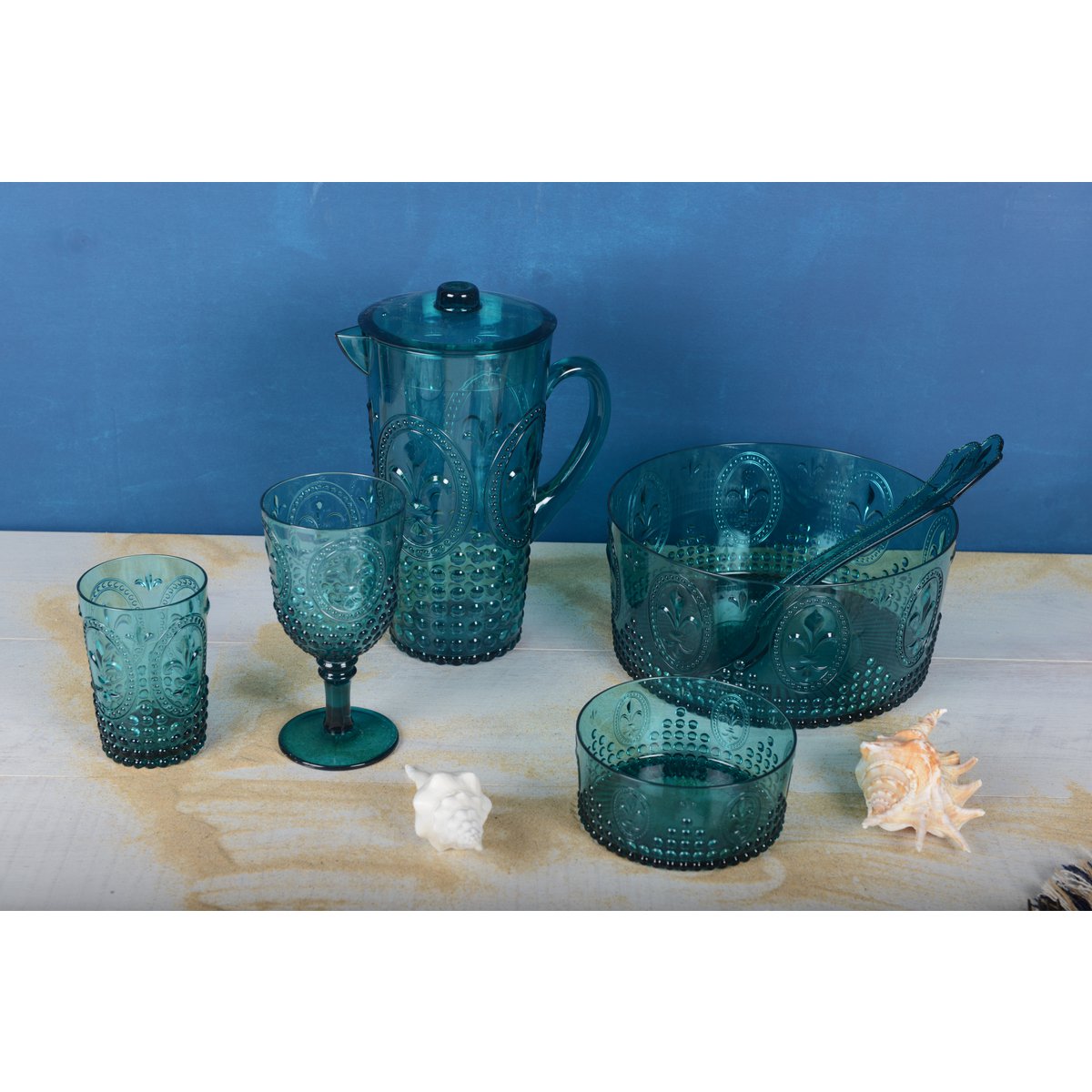 Turquoise acrylkom – Salade- en fruitschaal, 26 cm