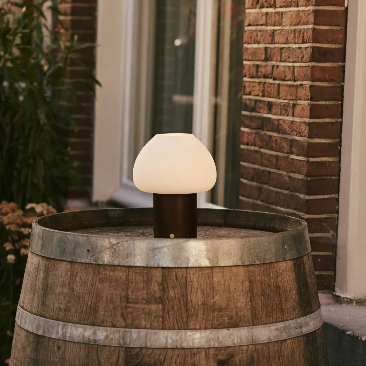 Fynn Dark Brown Rechargeable Wooden Table Lamp