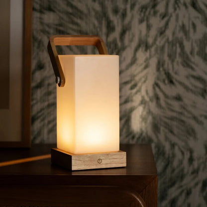 Harper Light Brown Rechargeable Wooden Table Lamp