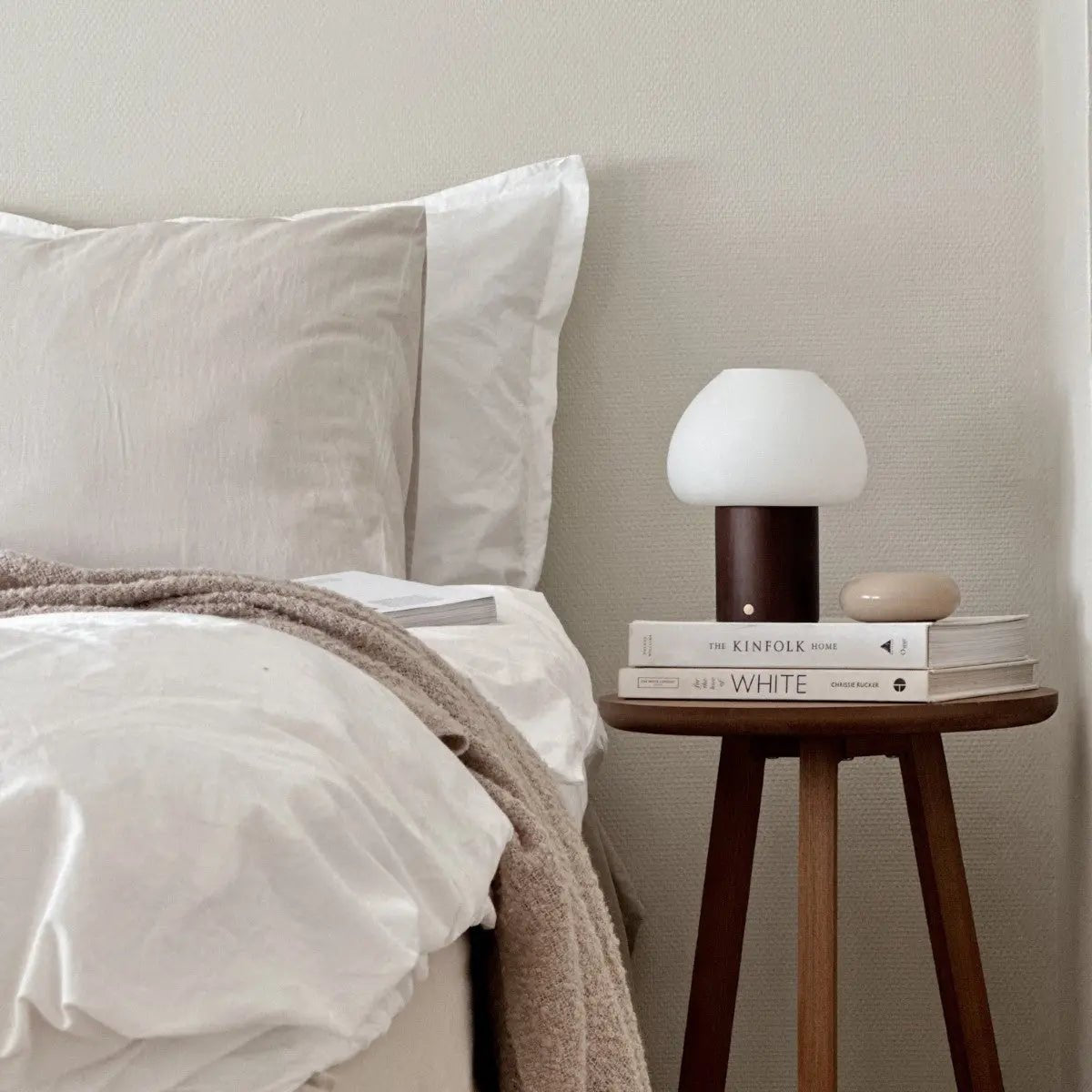 Fynn Dark Brown Rechargeable Wooden Table Lamp