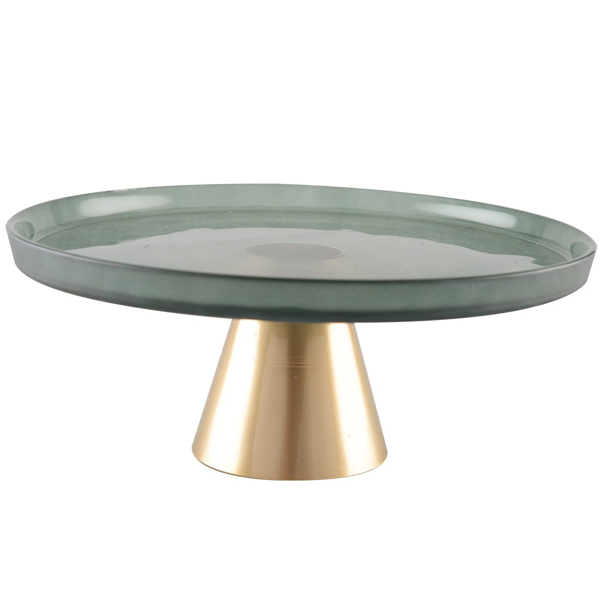 Cake Stand with Gold Foot – Stylish Green Glass Display - CozyVibe.eu