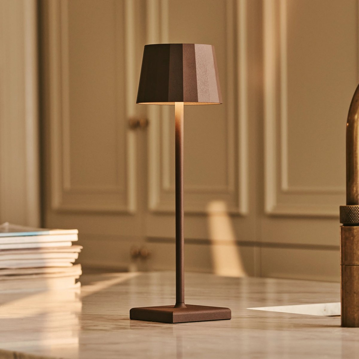 William Mocha Brown Rechargeable Table Lamp