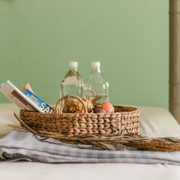 Decorative Tray MATAHARI made of Water Hyacinth (3 sizes) - CozyVibe.eu