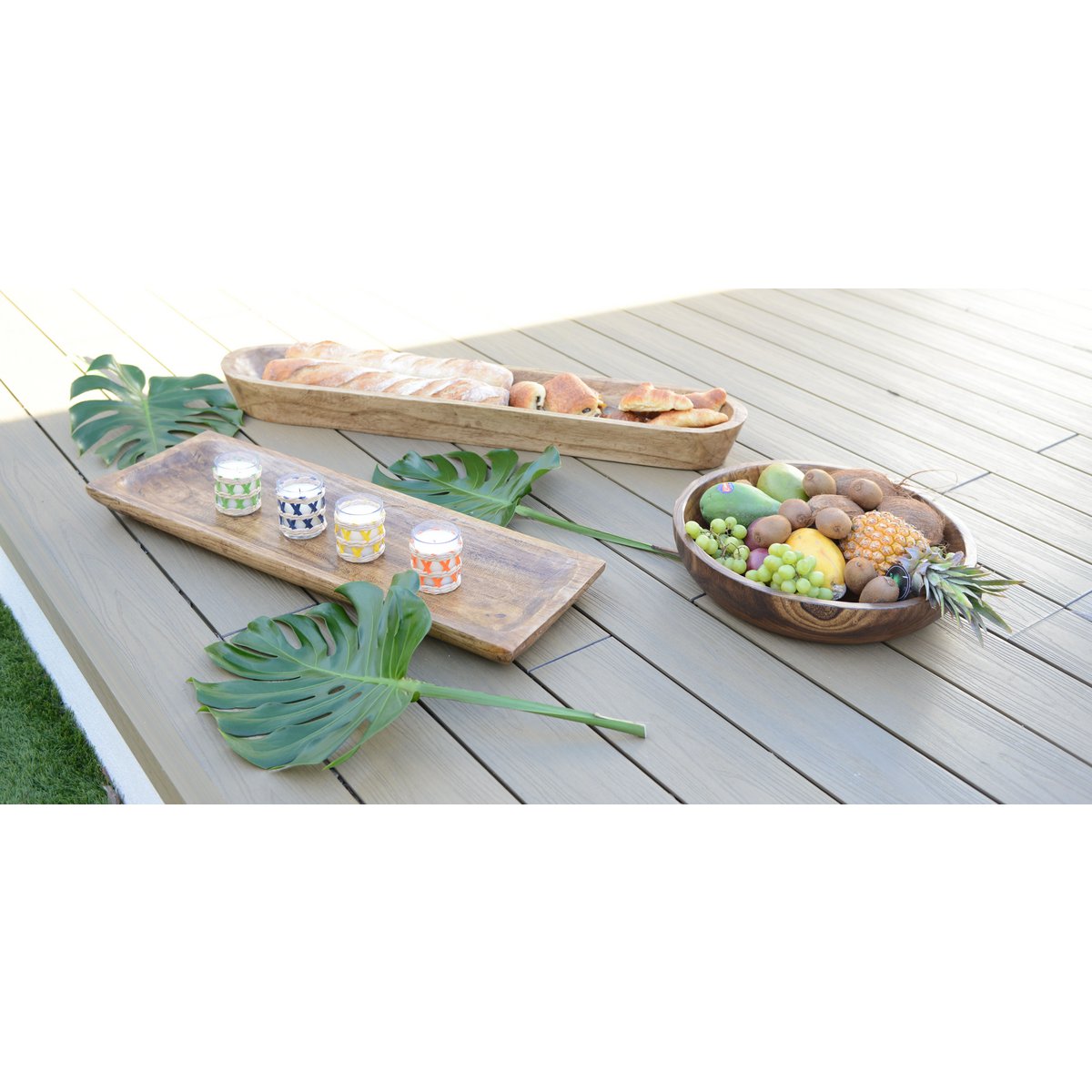 Rechthoekige houten decoratieschaal – 80×28×4,5 cm